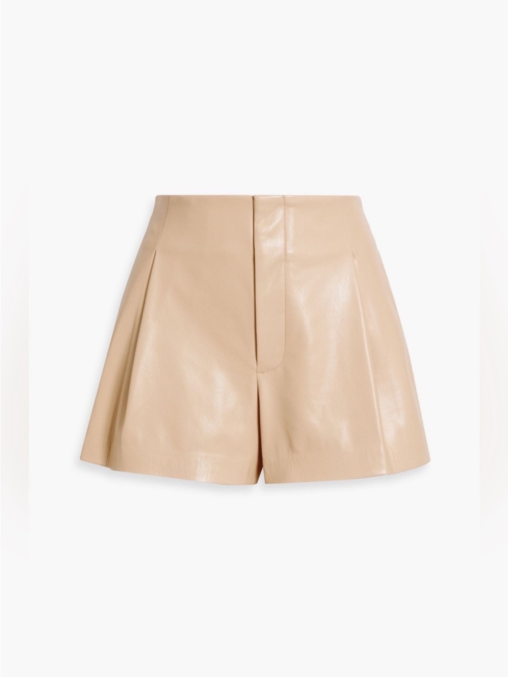 Alice & Olivia High-Rise Vegan Leather Shorts in Beige NWT